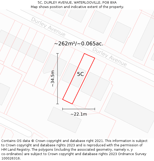 5C, DURLEY AVENUE, WATERLOOVILLE, PO8 8XA: Plot and title map