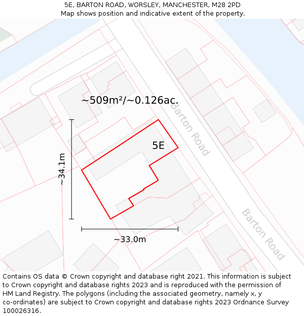 5E, BARTON ROAD, WORSLEY, MANCHESTER, M28 2PD: Plot and title map