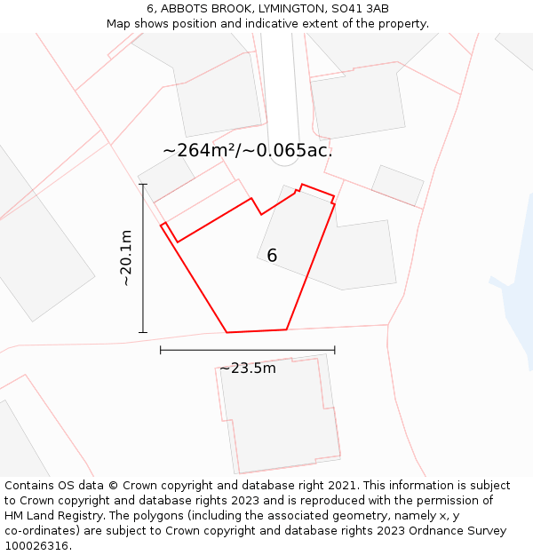 6, ABBOTS BROOK, LYMINGTON, SO41 3AB: Plot and title map
