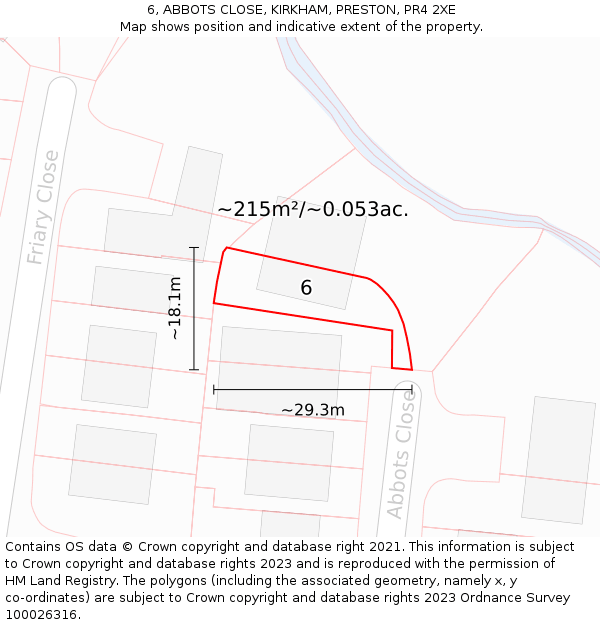 6, ABBOTS CLOSE, KIRKHAM, PRESTON, PR4 2XE: Plot and title map