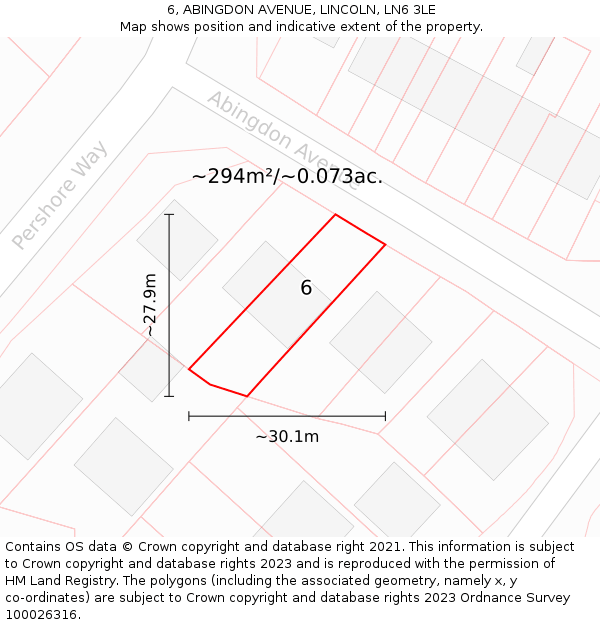 6, ABINGDON AVENUE, LINCOLN, LN6 3LE: Plot and title map