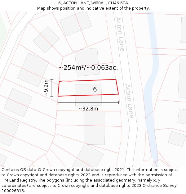 6, ACTON LANE, WIRRAL, CH46 6EA: Plot and title map