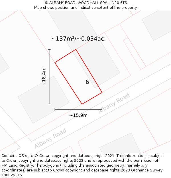 6, ALBANY ROAD, WOODHALL SPA, LN10 6TS: Plot and title map