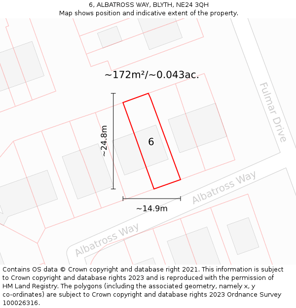 6, ALBATROSS WAY, BLYTH, NE24 3QH: Plot and title map