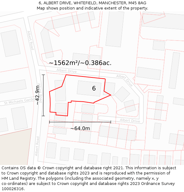 6, ALBERT DRIVE, WHITEFIELD, MANCHESTER, M45 8AG: Plot and title map