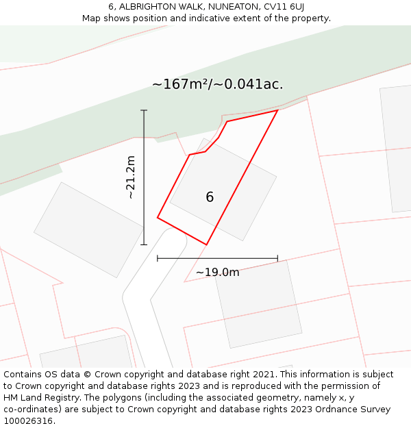 6, ALBRIGHTON WALK, NUNEATON, CV11 6UJ: Plot and title map