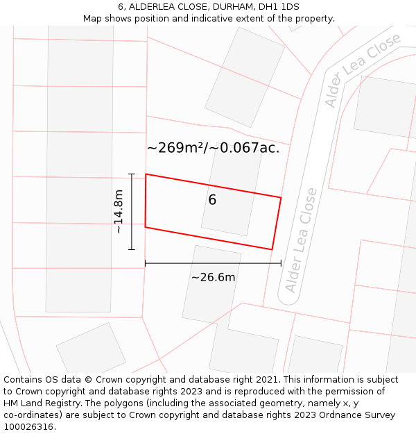 6, ALDERLEA CLOSE, DURHAM, DH1 1DS: Plot and title map