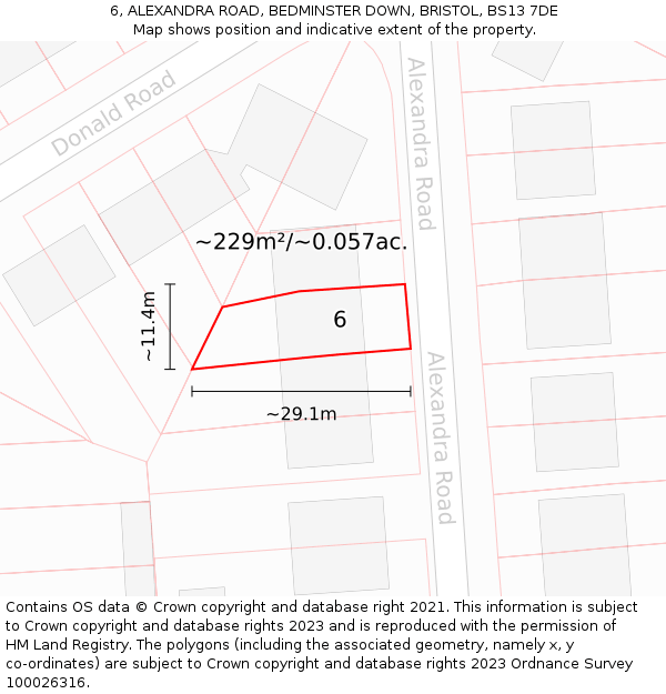 6, ALEXANDRA ROAD, BEDMINSTER DOWN, BRISTOL, BS13 7DE: Plot and title map