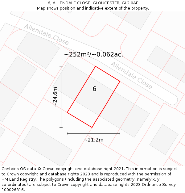 6, ALLENDALE CLOSE, GLOUCESTER, GL2 0AF: Plot and title map
