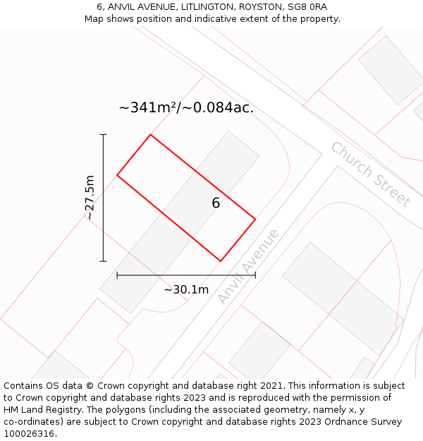 6, ANVIL AVENUE, LITLINGTON, ROYSTON, SG8 0RA: Plot and title map