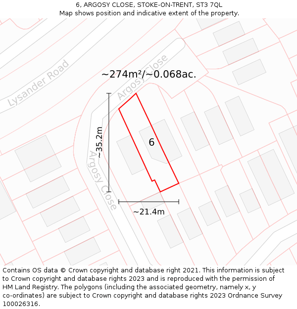 6, ARGOSY CLOSE, STOKE-ON-TRENT, ST3 7QL: Plot and title map