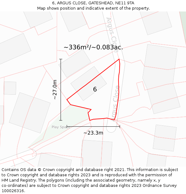 6, ARGUS CLOSE, GATESHEAD, NE11 9TA: Plot and title map