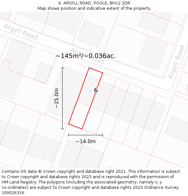 6, ARGYLL ROAD, POOLE, BH12 2DR: Plot and title map