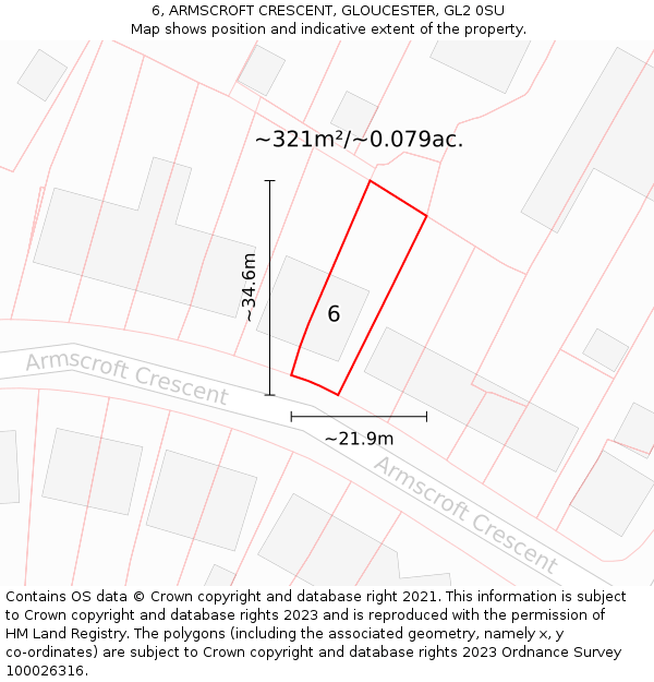 6, ARMSCROFT CRESCENT, GLOUCESTER, GL2 0SU: Plot and title map