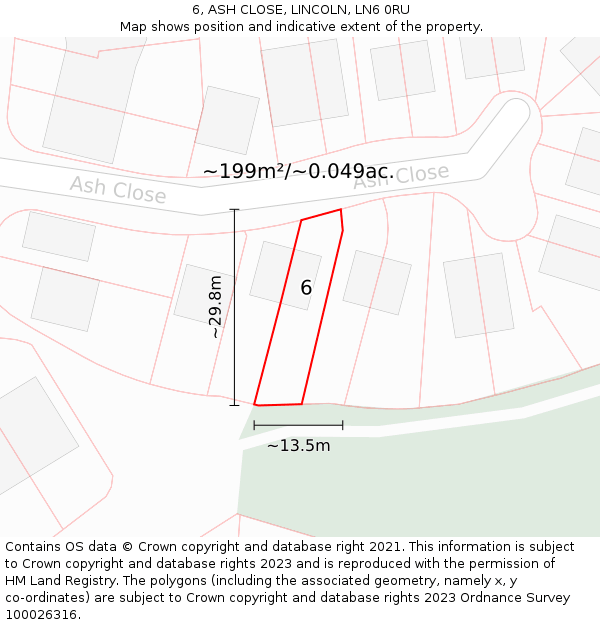6, ASH CLOSE, LINCOLN, LN6 0RU: Plot and title map
