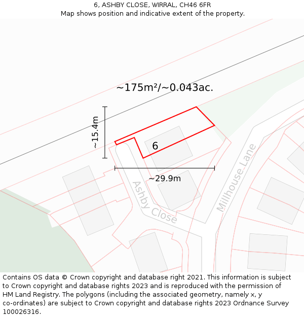 6, ASHBY CLOSE, WIRRAL, CH46 6FR: Plot and title map