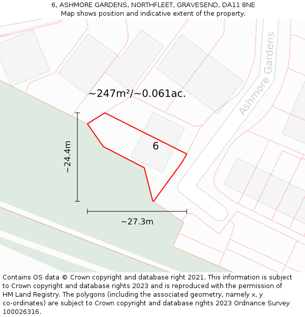 6, ASHMORE GARDENS, NORTHFLEET, GRAVESEND, DA11 8NE: Plot and title map