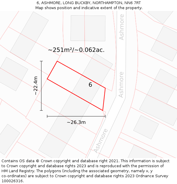 6, ASHMORE, LONG BUCKBY, NORTHAMPTON, NN6 7RT: Plot and title map