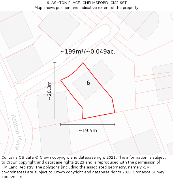 6, ASHTON PLACE, CHELMSFORD, CM2 6ST: Plot and title map