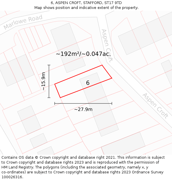 6, ASPEN CROFT, STAFFORD, ST17 9TD: Plot and title map