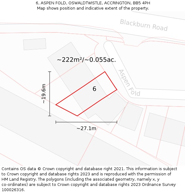 6, ASPEN FOLD, OSWALDTWISTLE, ACCRINGTON, BB5 4PH: Plot and title map