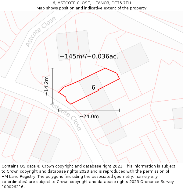 6, ASTCOTE CLOSE, HEANOR, DE75 7TH: Plot and title map