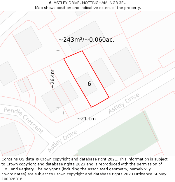 6, ASTLEY DRIVE, NOTTINGHAM, NG3 3EU: Plot and title map