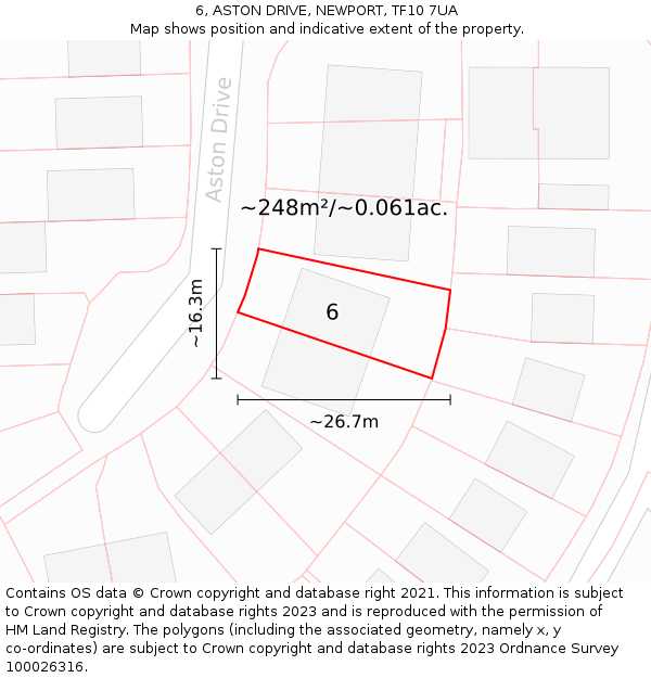 6, ASTON DRIVE, NEWPORT, TF10 7UA: Plot and title map