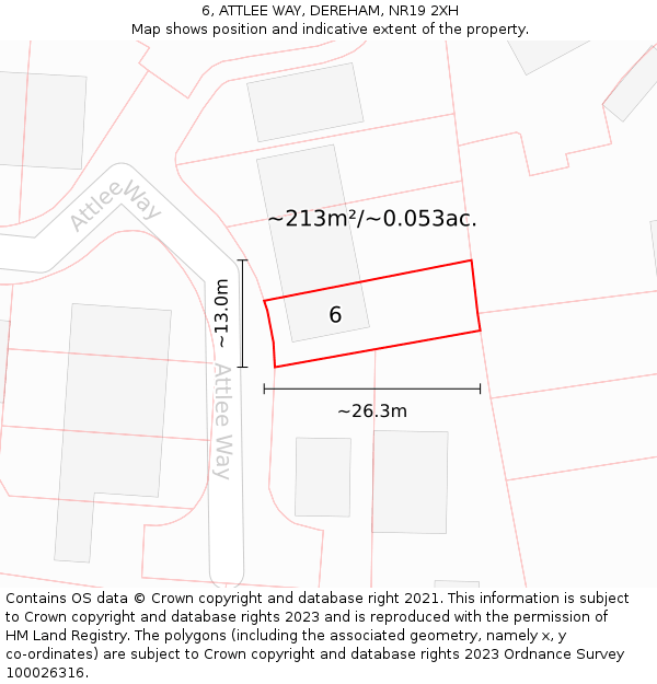 6, ATTLEE WAY, DEREHAM, NR19 2XH: Plot and title map