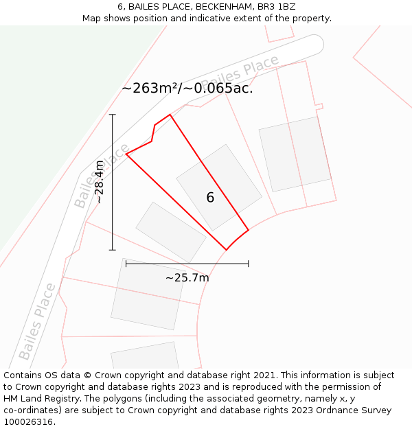 6, BAILES PLACE, BECKENHAM, BR3 1BZ: Plot and title map