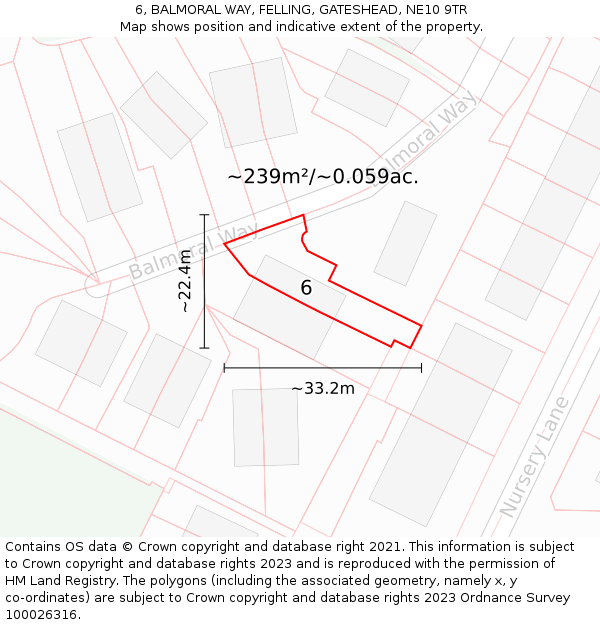 6, BALMORAL WAY, FELLING, GATESHEAD, NE10 9TR: Plot and title map