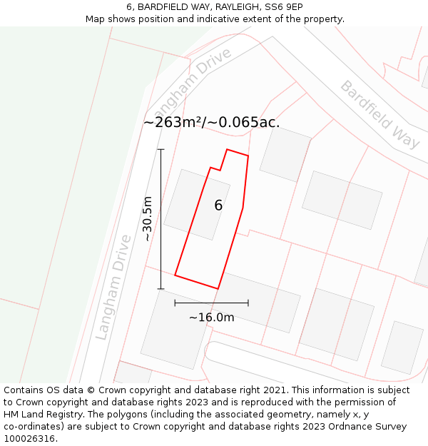 6, BARDFIELD WAY, RAYLEIGH, SS6 9EP: Plot and title map