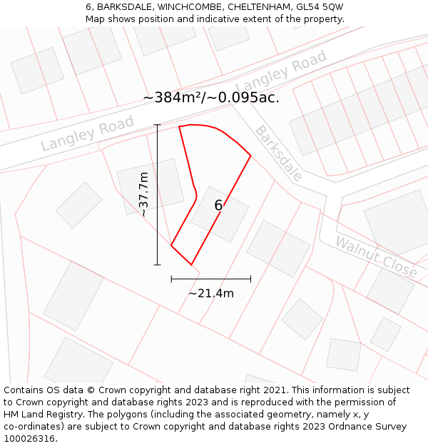 6, BARKSDALE, WINCHCOMBE, CHELTENHAM, GL54 5QW: Plot and title map