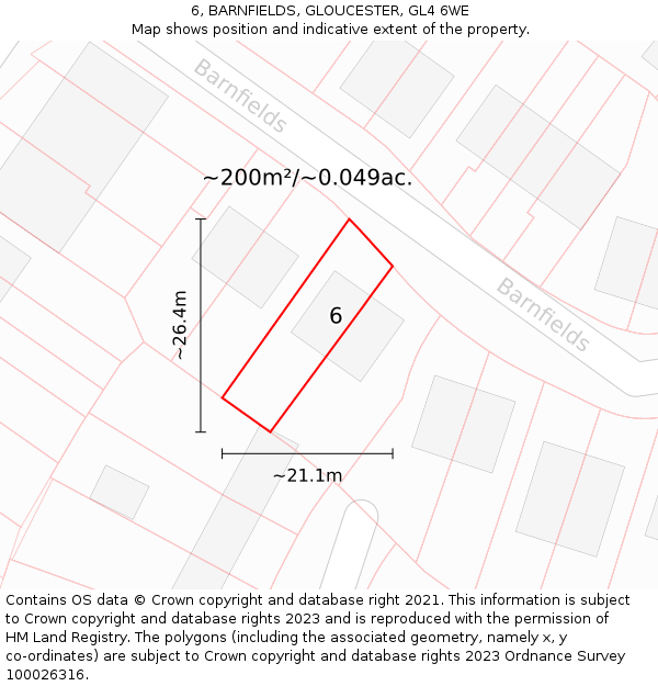 6, BARNFIELDS, GLOUCESTER, GL4 6WE: Plot and title map