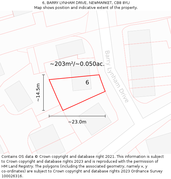 6, BARRY LYNHAM DRIVE, NEWMARKET, CB8 8YU: Plot and title map