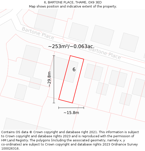 6, BARTONE PLACE, THAME, OX9 3ED: Plot and title map