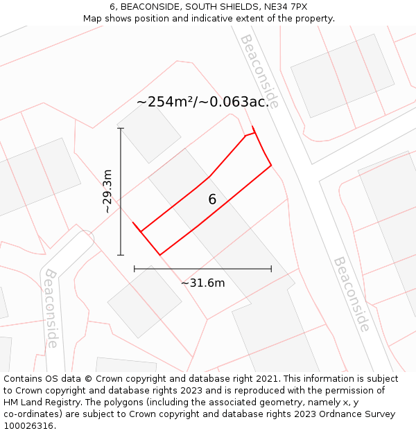 6, BEACONSIDE, SOUTH SHIELDS, NE34 7PX: Plot and title map