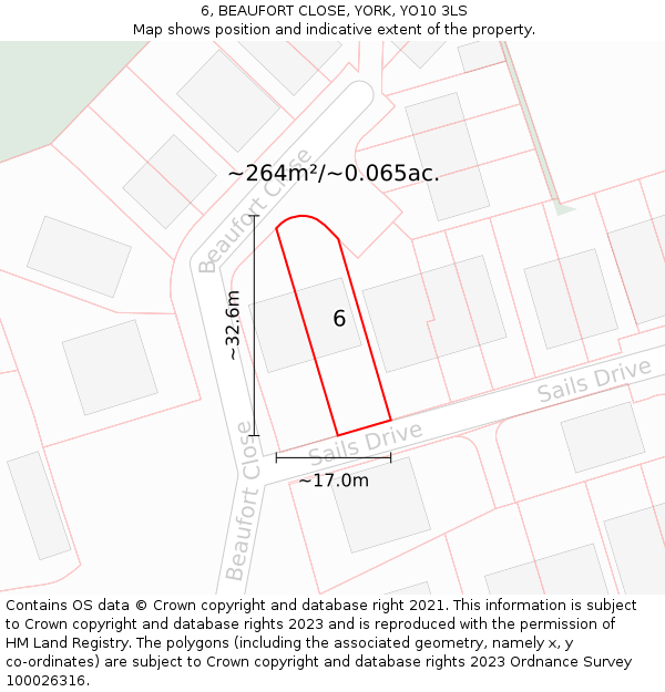 6, BEAUFORT CLOSE, YORK, YO10 3LS: Plot and title map