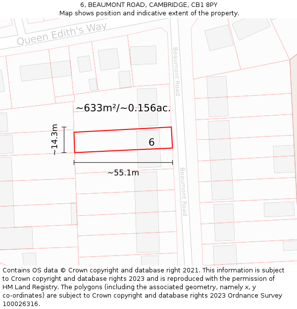 6, BEAUMONT ROAD, CAMBRIDGE, CB1 8PY: Plot and title map
