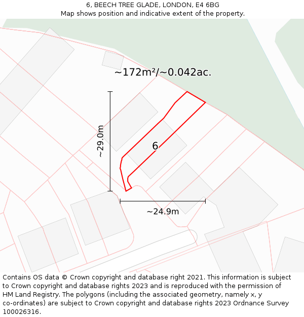 6, BEECH TREE GLADE, LONDON, E4 6BG: Plot and title map