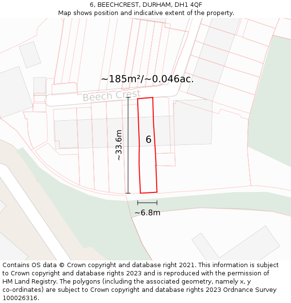 6, BEECHCREST, DURHAM, DH1 4QF: Plot and title map