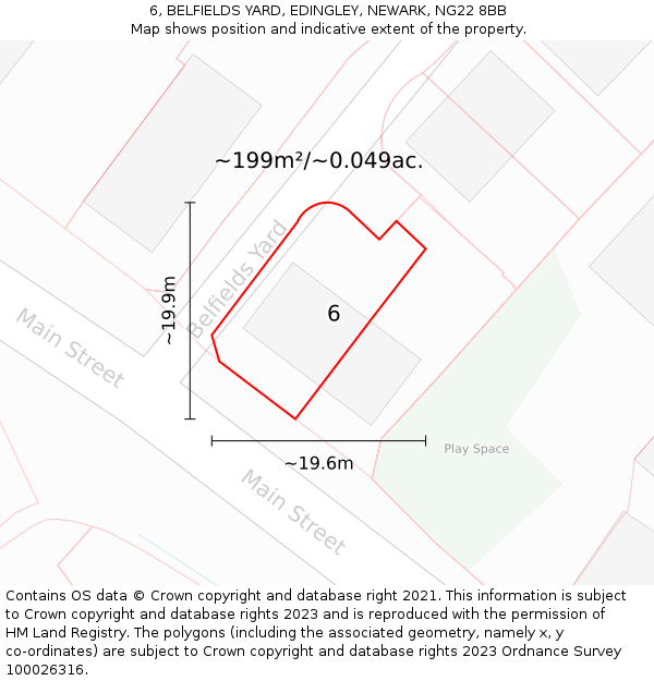 6, BELFIELDS YARD, EDINGLEY, NEWARK, NG22 8BB: Plot and title map
