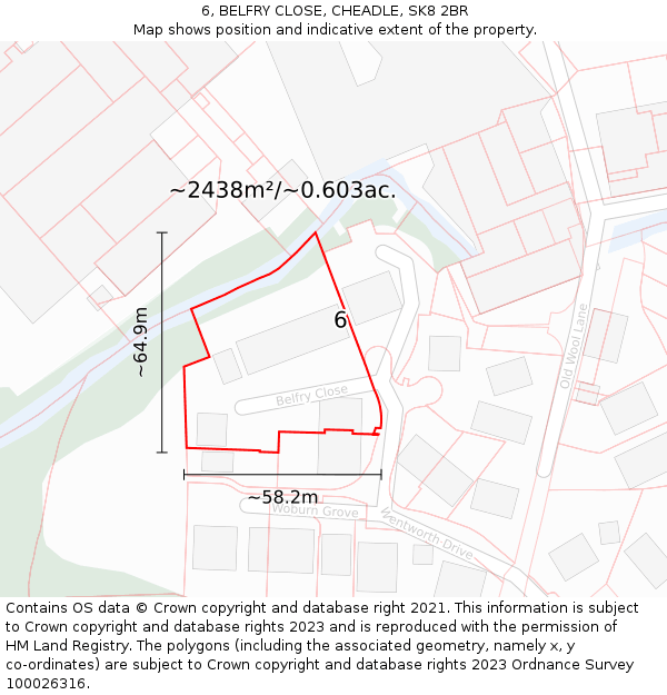6, BELFRY CLOSE, CHEADLE, SK8 2BR: Plot and title map