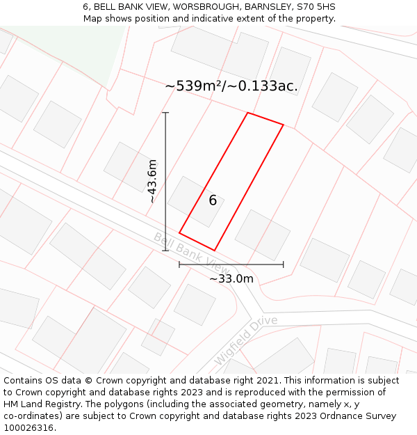 6, BELL BANK VIEW, WORSBROUGH, BARNSLEY, S70 5HS: Plot and title map