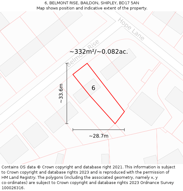 6, BELMONT RISE, BAILDON, SHIPLEY, BD17 5AN: Plot and title map