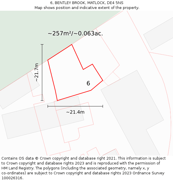 6, BENTLEY BROOK, MATLOCK, DE4 5NS: Plot and title map