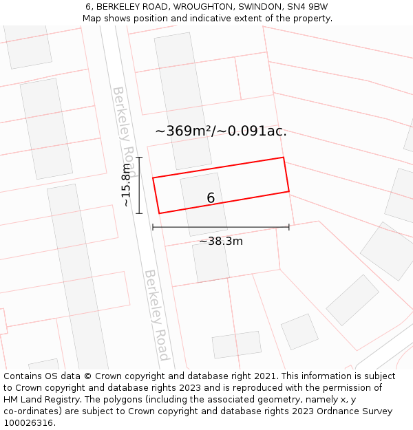 6, BERKELEY ROAD, WROUGHTON, SWINDON, SN4 9BW: Plot and title map