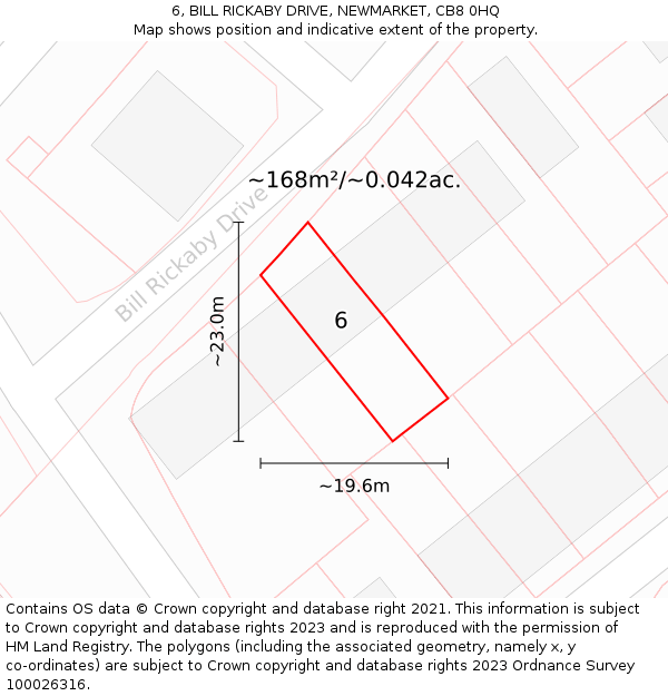 6, BILL RICKABY DRIVE, NEWMARKET, CB8 0HQ: Plot and title map