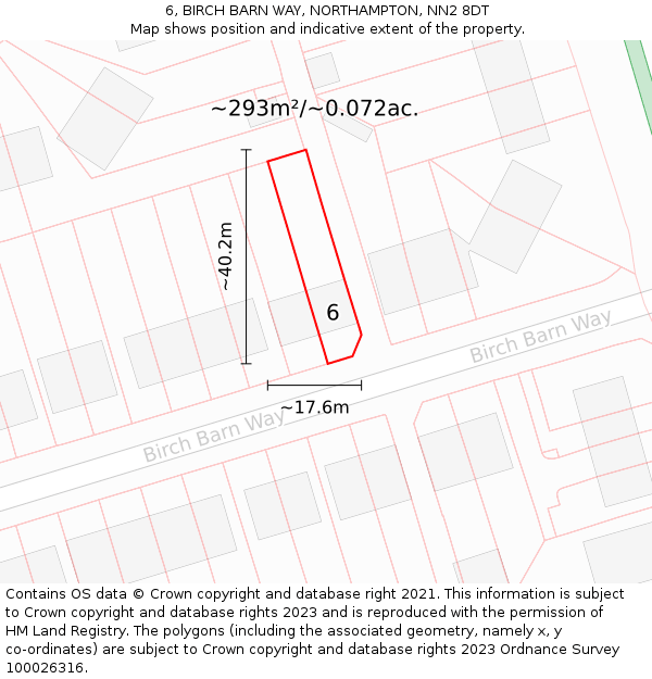 6, BIRCH BARN WAY, NORTHAMPTON, NN2 8DT: Plot and title map
