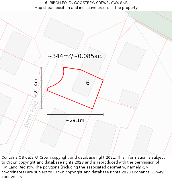 6, BIRCH FOLD, GOOSTREY, CREWE, CW4 8NR: Plot and title map